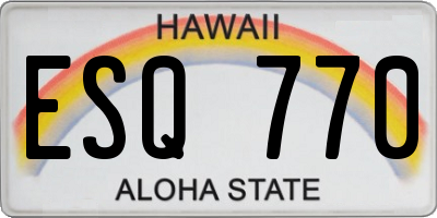 HI license plate ESQ770