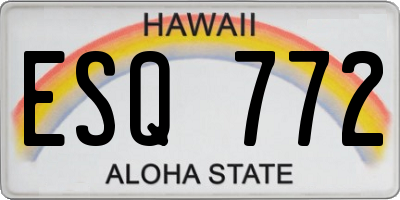 HI license plate ESQ772