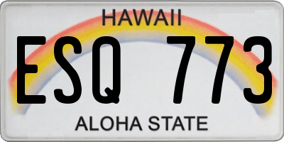 HI license plate ESQ773