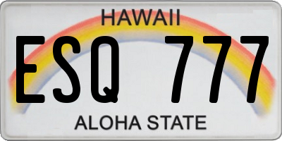 HI license plate ESQ777