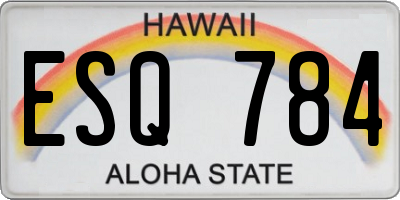 HI license plate ESQ784
