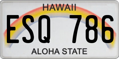 HI license plate ESQ786
