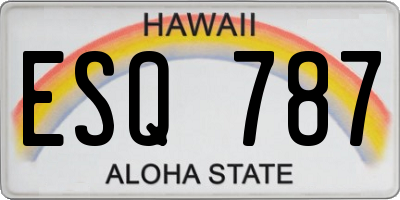 HI license plate ESQ787