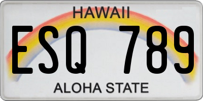 HI license plate ESQ789