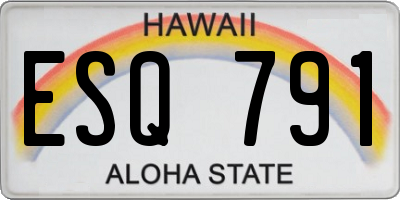 HI license plate ESQ791