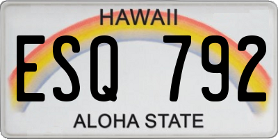 HI license plate ESQ792