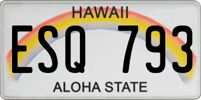 HI license plate ESQ793