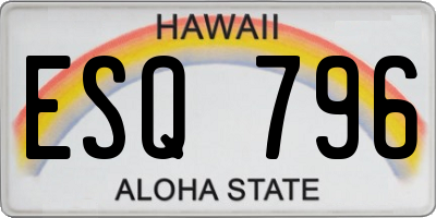 HI license plate ESQ796