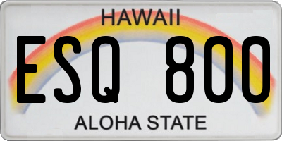 HI license plate ESQ800