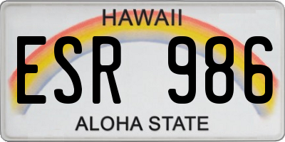 HI license plate ESR986