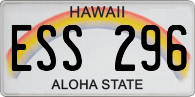HI license plate ESS296