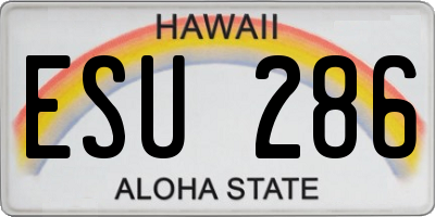HI license plate ESU286