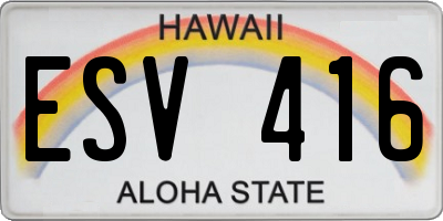HI license plate ESV416