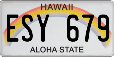 HI license plate ESY679