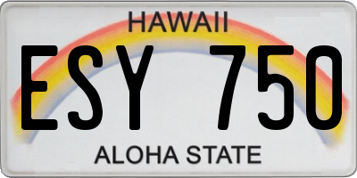 HI license plate ESY750