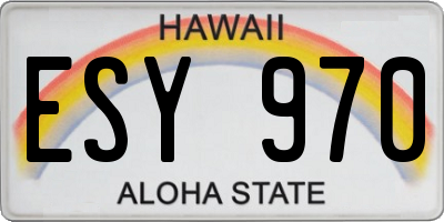HI license plate ESY970