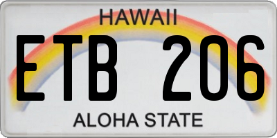 HI license plate ETB206