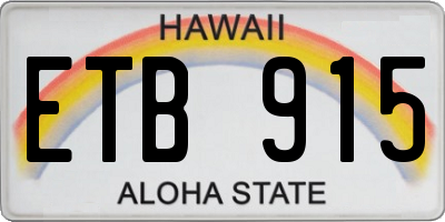 HI license plate ETB915