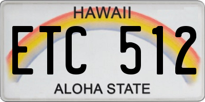 HI license plate ETC512