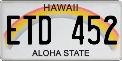HI license plate ETD452
