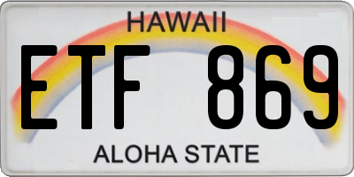 HI license plate ETF869