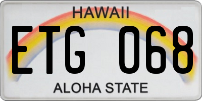 HI license plate ETG068