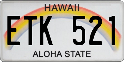 HI license plate ETK521