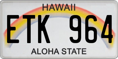 HI license plate ETK964
