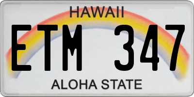 HI license plate ETM347