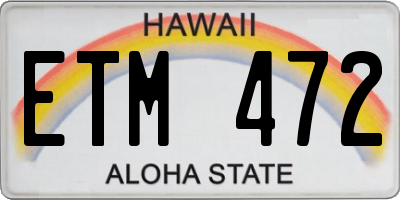HI license plate ETM472