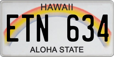 HI license plate ETN634