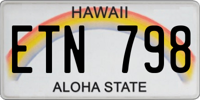 HI license plate ETN798