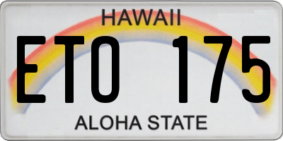 HI license plate ETO175