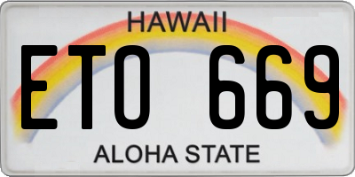 HI license plate ETO669