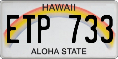 HI license plate ETP733