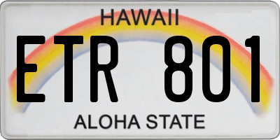 HI license plate ETR801