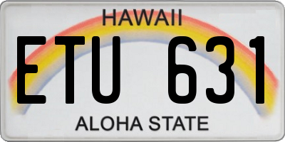 HI license plate ETU631