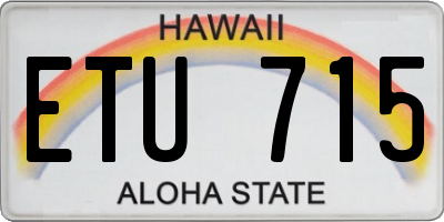 HI license plate ETU715