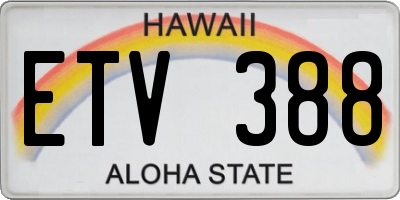 HI license plate ETV388