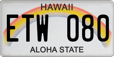 HI license plate ETW080
