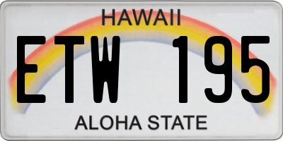 HI license plate ETW195