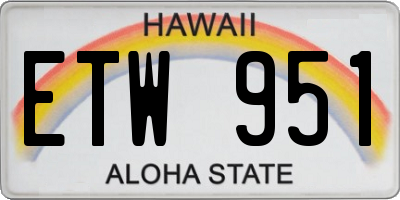 HI license plate ETW951