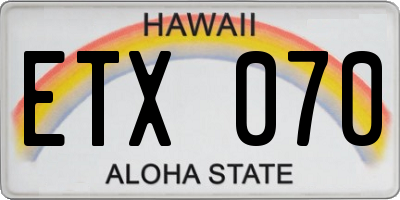 HI license plate ETX070