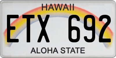 HI license plate ETX692