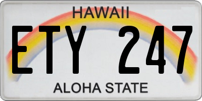 HI license plate ETY247