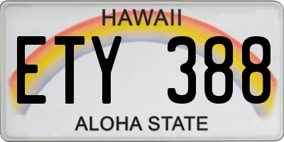 HI license plate ETY388