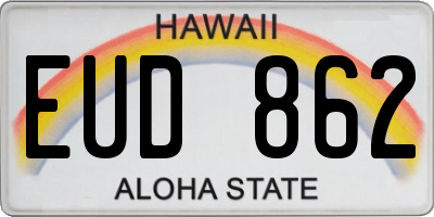 HI license plate EUD862