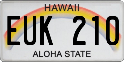 HI license plate EUK210
