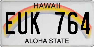 HI license plate EUK764