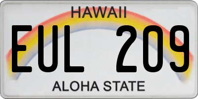 HI license plate EUL209